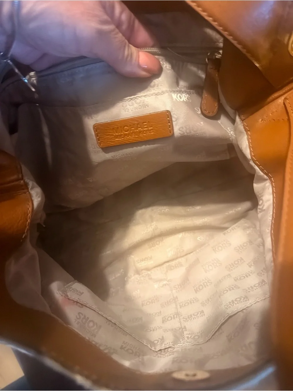 Michael Kors Jamesport Cream and Tan Logo Hobo Bag